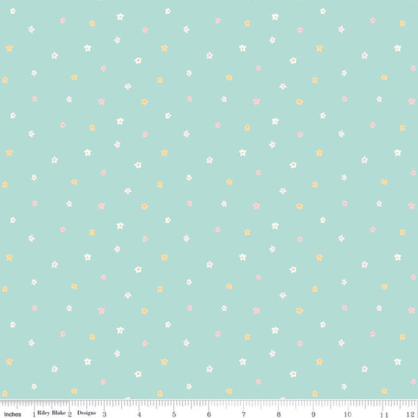 Riley Blake Little Posies C18326 Teal Ditsy By The Yard