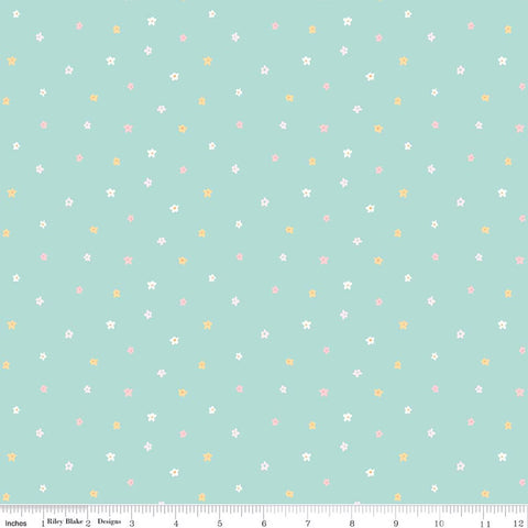 Riley Blake Little Posies C18326 Teal Ditsy By The Yard