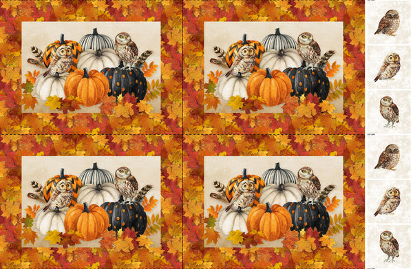 Northcott Night Owl C28844 12 Beige Multi Placemats 28" CANVAS PANEL By The PANEL (Not Strictly By The Yard)