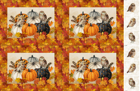 Northcott Night Owl C28844 12 Beige Multi Placemats 28" CANVAS PANEL By The PANEL (Not Strictly By The Yard)