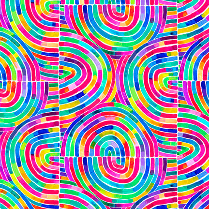 P&B Textiles Color Crush 6325 MU Multi Rainbow Tiles By The Yard