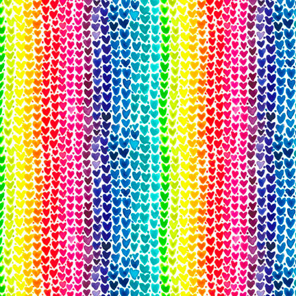 P&B Textiles Color Crush 6328 Multi Rainbow Heart Stripe By The Yard