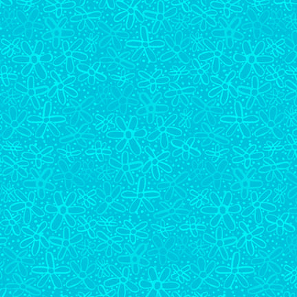 P&B Textiles Color Crush 6330 TT Turquoise Doodle Flower Allover By The Yard