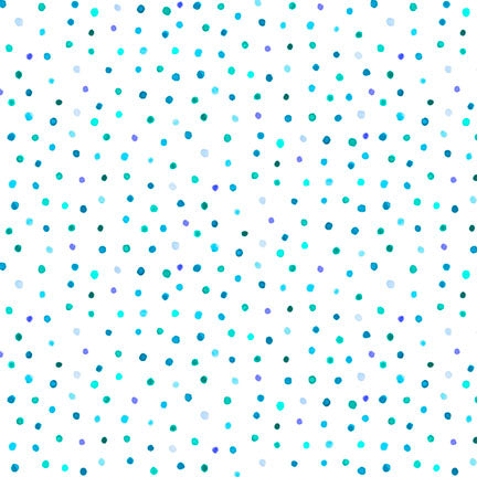 P&B Textiles Color Crush 6331 WBT White/Blue/Turquoise Ditzy Dot Toss By The Yard
