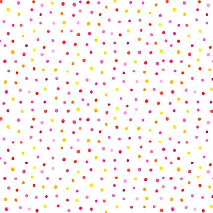 P&B Textiles Color Crush 6331 WPY White/Pink/Yellow Ditzy Dot Toss By The Yard