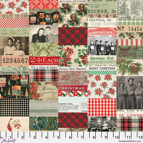 Free Spirit CCTH036 Christmas Collage Canvas By The Yard