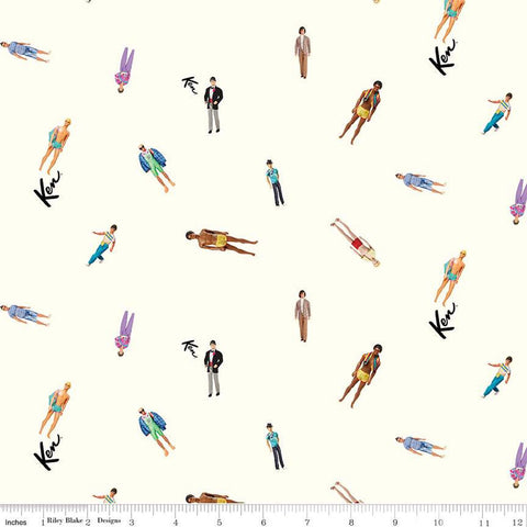 Riley Blake Barbie World C15023 Cream Ken Dolls By The Yard