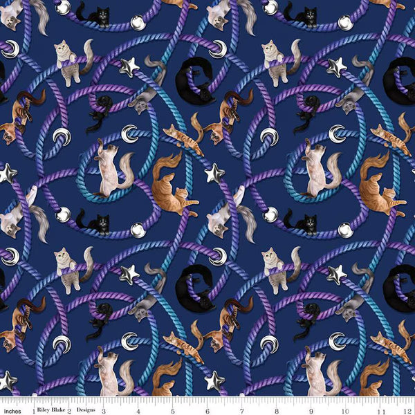 Riley Blake Celtic Cats CD16580 Navy Main By The Yard