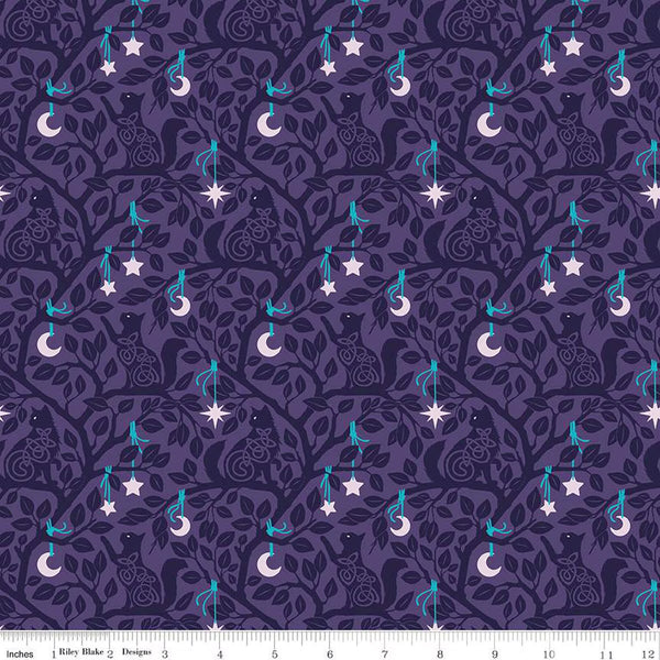 Riley Blake Celtic Cats CD16582 Purple Forest Cats By The Yard