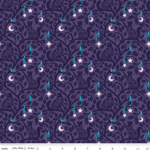 Riley Blake Celtic Cats CD16582 Purple Forest Cats By The Yard
