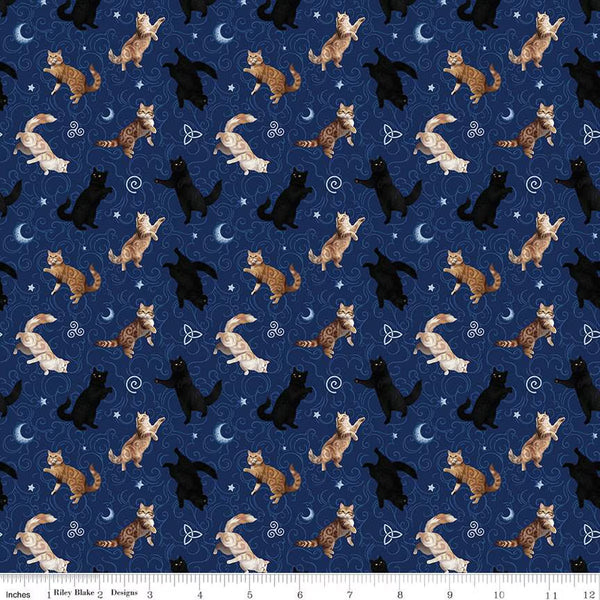 Riley Blake Celtic Cats CD16584 Navy Cats By The Yard