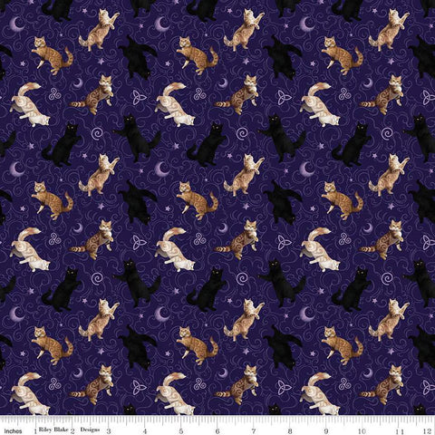 Riley Blake Celtic Cats CD16584 Purple Cats By The Yard