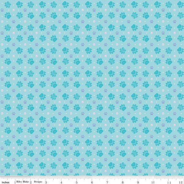 Riley Blake Celtic Cats CD16586 Aqua Paws By The Yard
