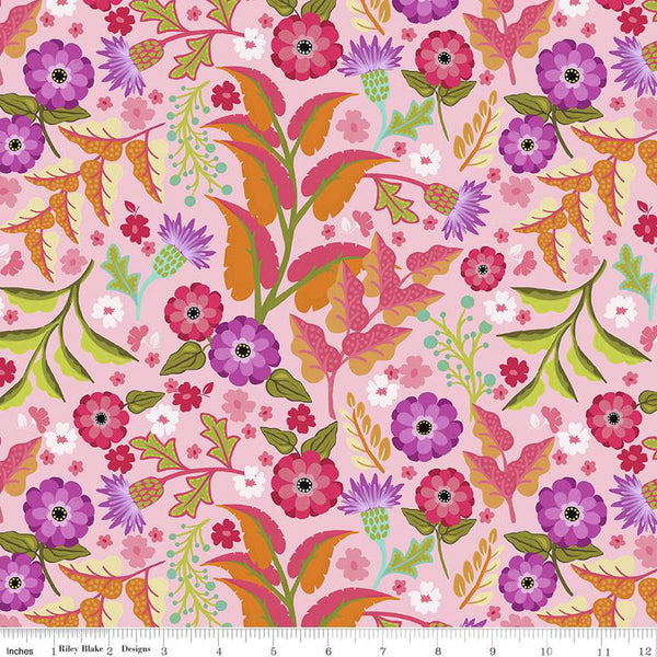 Riley Blake Zinnias CD16691 Pink Floral By The Yard