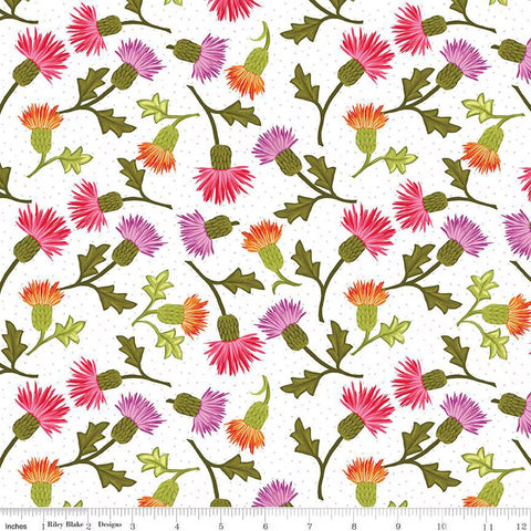 Riley Blake Zinnias CD16692 White Thistles By The Yard