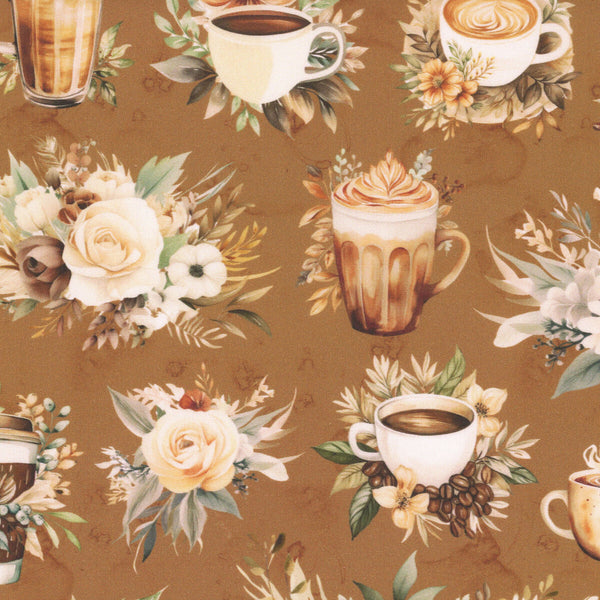 Riley Blake Coffee Time C17130 Cinnamon Main By The Yard