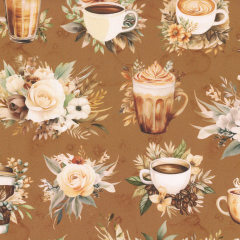 Riley Blake Coffee Time C17130 Cinnamon Main By The Yard