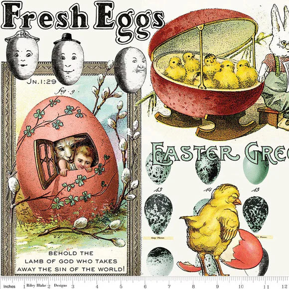 Riley Blake Egg Hunt C17143 Multi Easter Egg Collage By The Yard