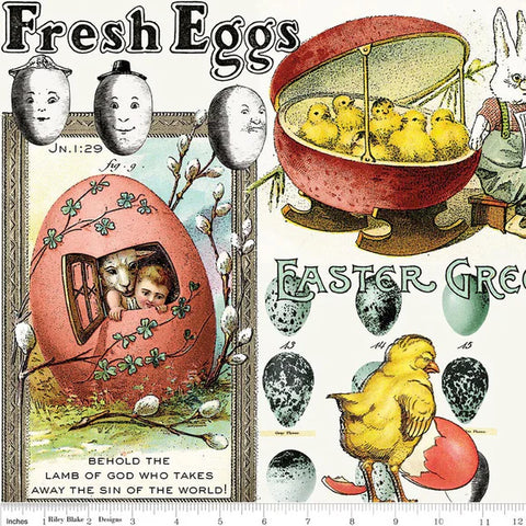 Riley Blake Egg Hunt C17143 Multi Easter Egg Collage By The Yard