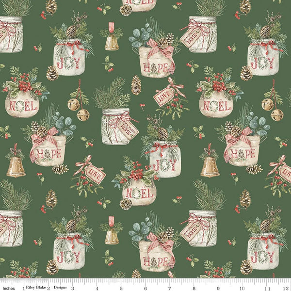 Riley Blake Holiday Spirit CD17460 Green Main By The Yard