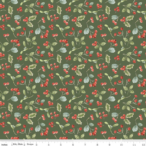 Riley Blake Holiday Spirit CD17463 Green Berries By The Yard