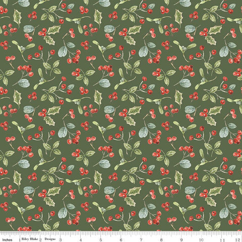 Riley Blake Holiday Spirit CD17463 Green Berries By The Yard