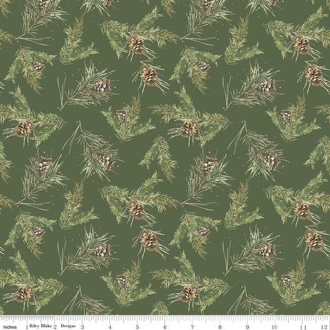Riley Blake Holiday Spirit CD17464 Green Pinecones By The Yard