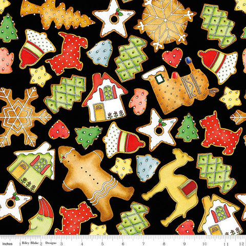 Riley Blake Gingerbread CD17845 Black Cookie Toss By The Yard