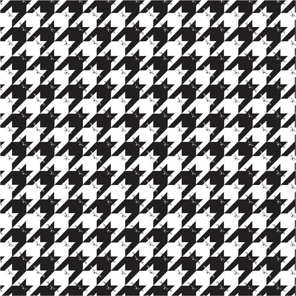 Timeless Treasures - Smitten Kitten CD2573 Black Kitty Houndstooth By The Yard