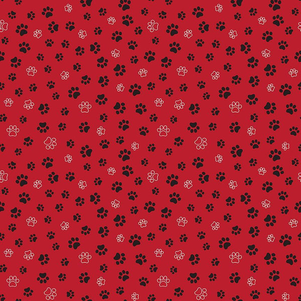 Timeless Treasures - Smitten Kitten CD2574 Red Cat Paws By The Yard
