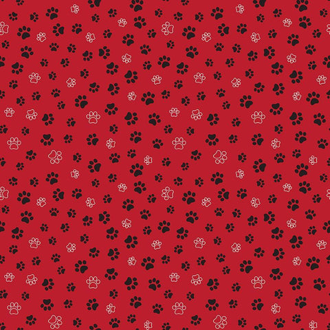 Timeless Treasures - Smitten Kitten CD2574 Red Cat Paws By The Yard