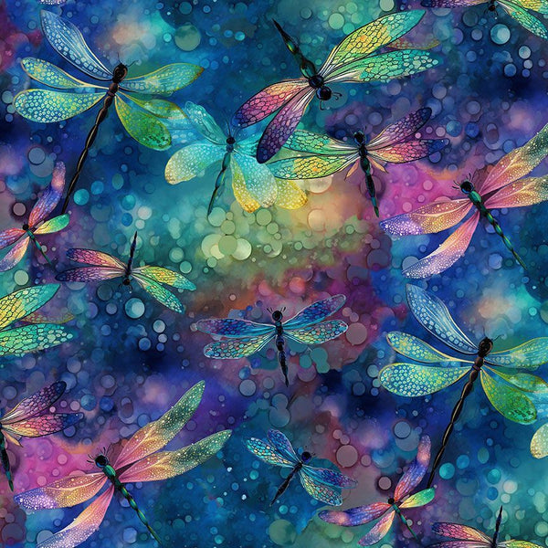 Timeless Treasures EXTRA WIDE CD3206 Fantasy Dragonfly Dream 108" WIDE - 3 YARD CUT