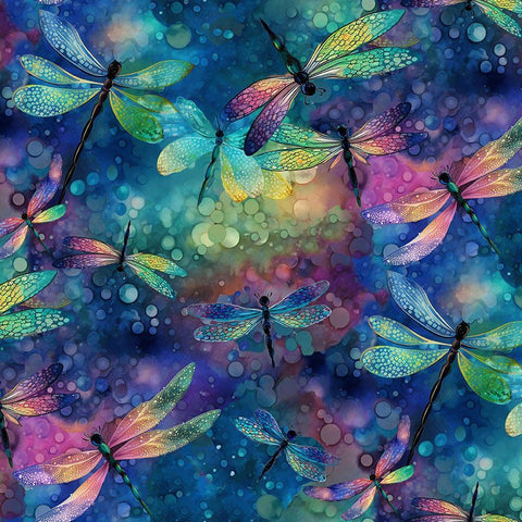 Timeless Treasures EXTRA WIDE CD3206 Fantasy Dragonfly Dream 108" WIDE - 3 YARD CUT