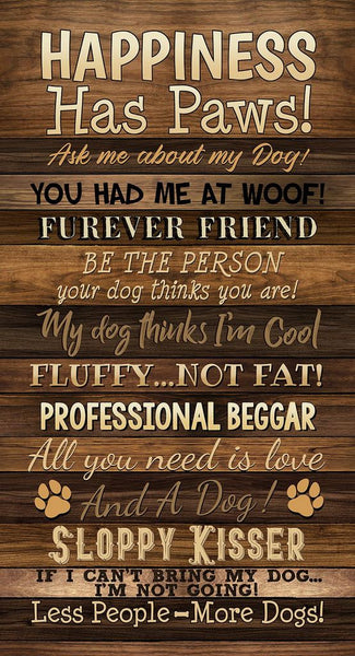 Timeless Treasures - Happiness Has Paws CD3316 Brown Happiness Has Paws 24" PANEL By The PANEL (Not Strictly By The Yard)