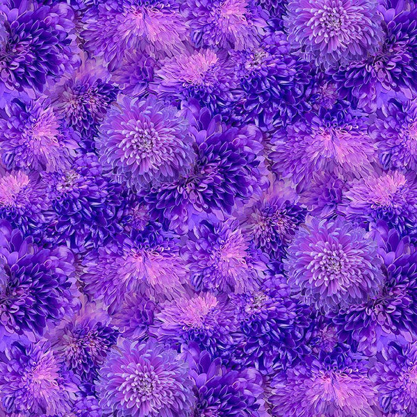 Timeless Treasures - Garden Delight CD3504 Purple Packed Flowers By The Yard