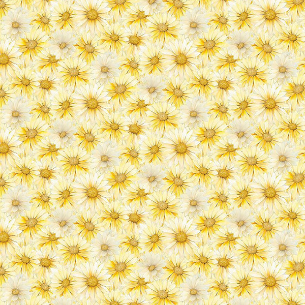 Timeless Treasures - Forest Whisper CD3686 Yellow Packed Daisy By The Yard