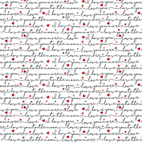 Timeless Treasures - Smitten Kitten CD3835 White Love Quote Scripts By The Yard