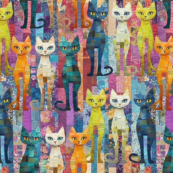 Timeless Treasures - Sophisticat CD4004 Multi Packed Quilt Cats By The Yard