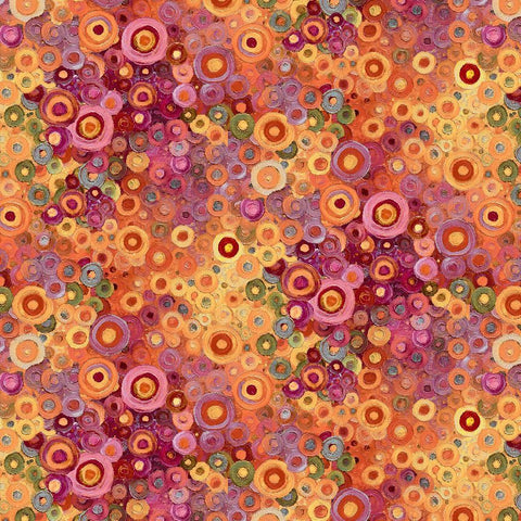 Timeless Treasures Calico Cat CD4121 Orange Painted Circle Geo By The Yard