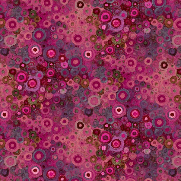Timeless Treasures Calico Cat CD4121 Pomegranate Painted Circle Geo By The Yard