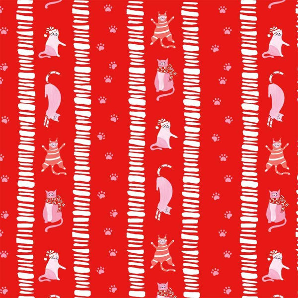 Timeless Treasures Here Comes Santa Claws CD4155 Red Catty Cane Stripe By The Yard