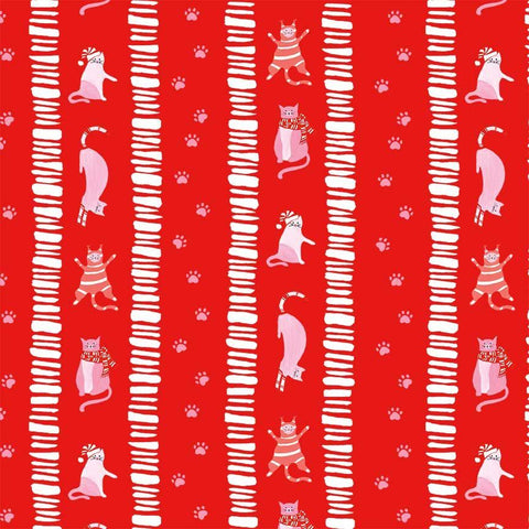 Timeless Treasures Here Comes Santa Claws CD4155 Red Catty Cane Stripe By The Yard