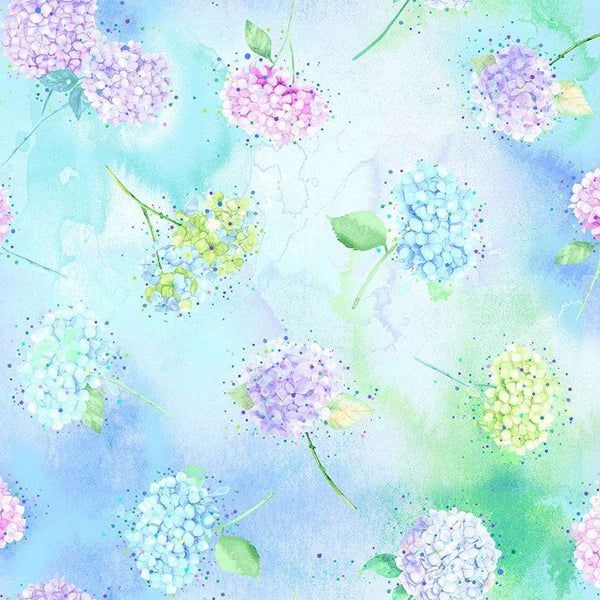 Timeless Treasures Hydrangea Dream CD4242 Sky Tossed Hydrangeas By The Yard