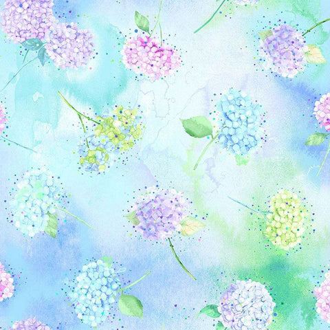 Timeless Treasures Hydrangea Dream CD4242 Sky Tossed Hydrangeas By The Yard