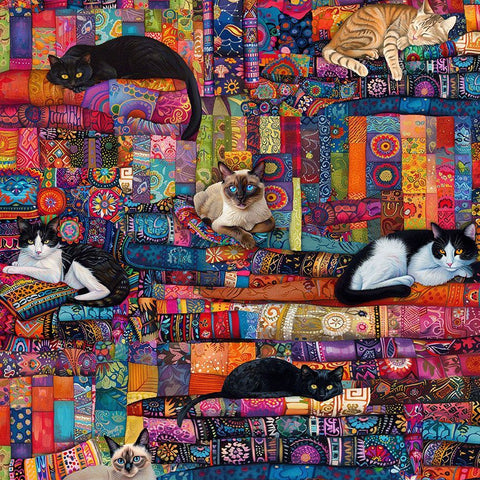 Timeless Treasures Purrfect Patchwork CD4250 Multi Cats On Quilts By The Yard