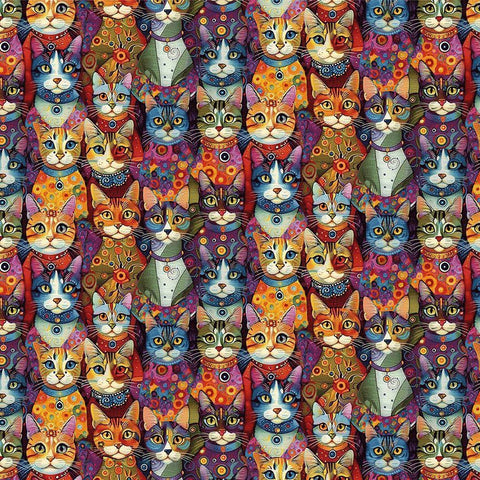 Timeless Treasures Purrfect Patchwork CD4251 Bright Packed Dressup Cats By The Yard