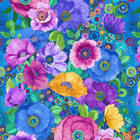 Timeless Treasures On The Brightside CD4270 Fantasy Abstract Poppy 24" PANEL By The PANEL (Not Strictly By The Yard)