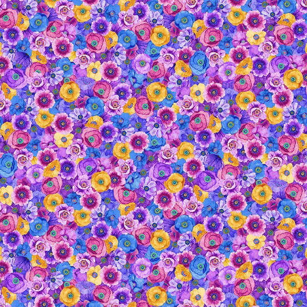 Timeless Treasures On The Brightside CD4275 Multi Packed Mini Poppies By The Yard