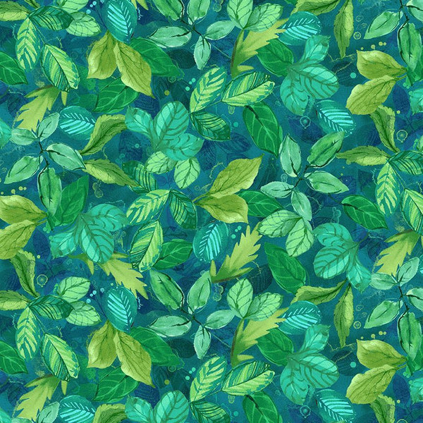 Timeless Treasures On The Brightside CD4278 Green Poppy Leaves By The Yard