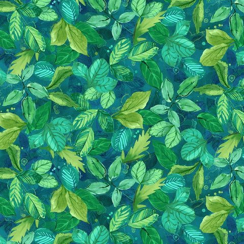 Timeless Treasures On The Brightside CD4278 Green Poppy Leaves By The Yard